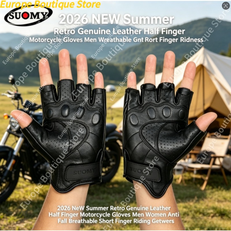Motorcycle Gear Gloves - 레트로 하프 핑거 오토바이 장갑 남성