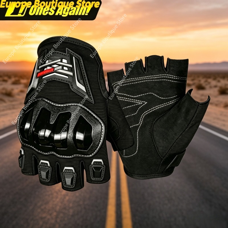 Motorcycle Gear Gloves - 여름용 통기성 하프핑거 오토바이 장갑, 낙상