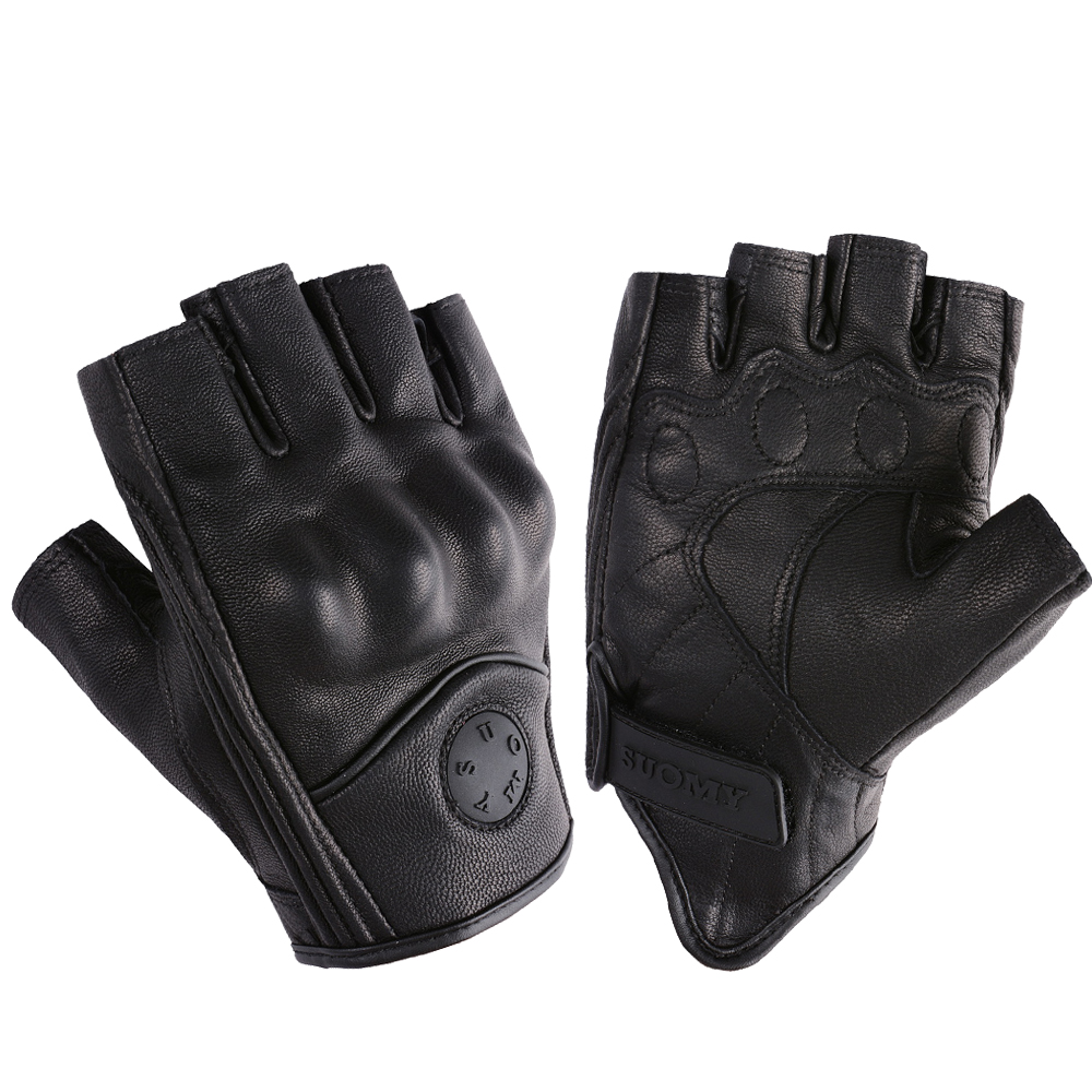 여름 반 손가락 오토바이 장갑 레트로 블랙 가죽 천공  - Motorcycle Gear Gloves 리뷰 및 가격